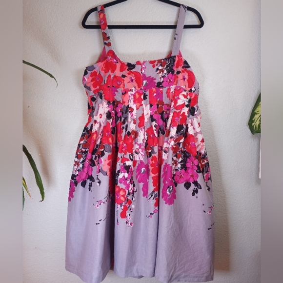 Evan Picone Floral Pleated Sweetheart Neckline Lightweight Cotton Lined Dress 16 - Picture 5 of 13